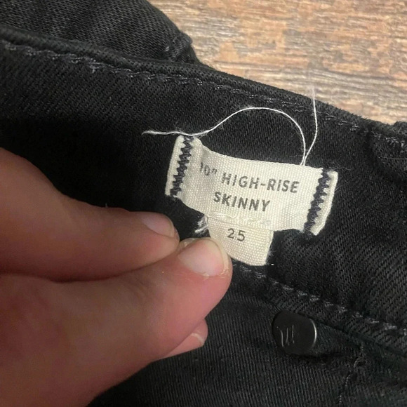 Madewell Cotton Blend Black High Rise Skinny Ankle Jeans Size 25 - Picture 4 of 6